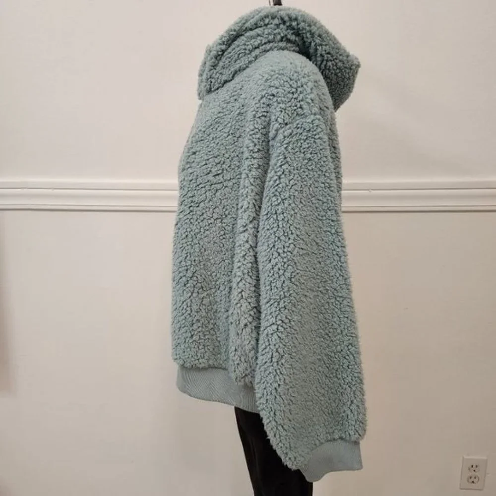 Victoria's Secret Womens Green Sherpa Half-Zip Hoodie Pullover - Picture 8 of 12